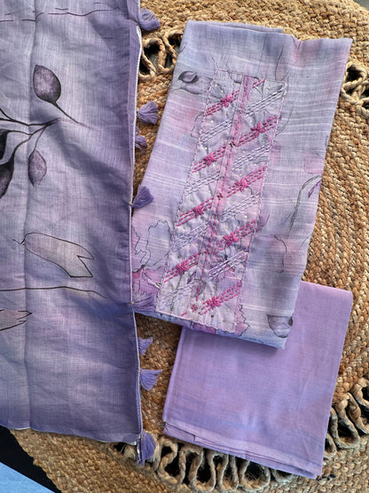 Cotton Unstitched 3-Piece  Suit