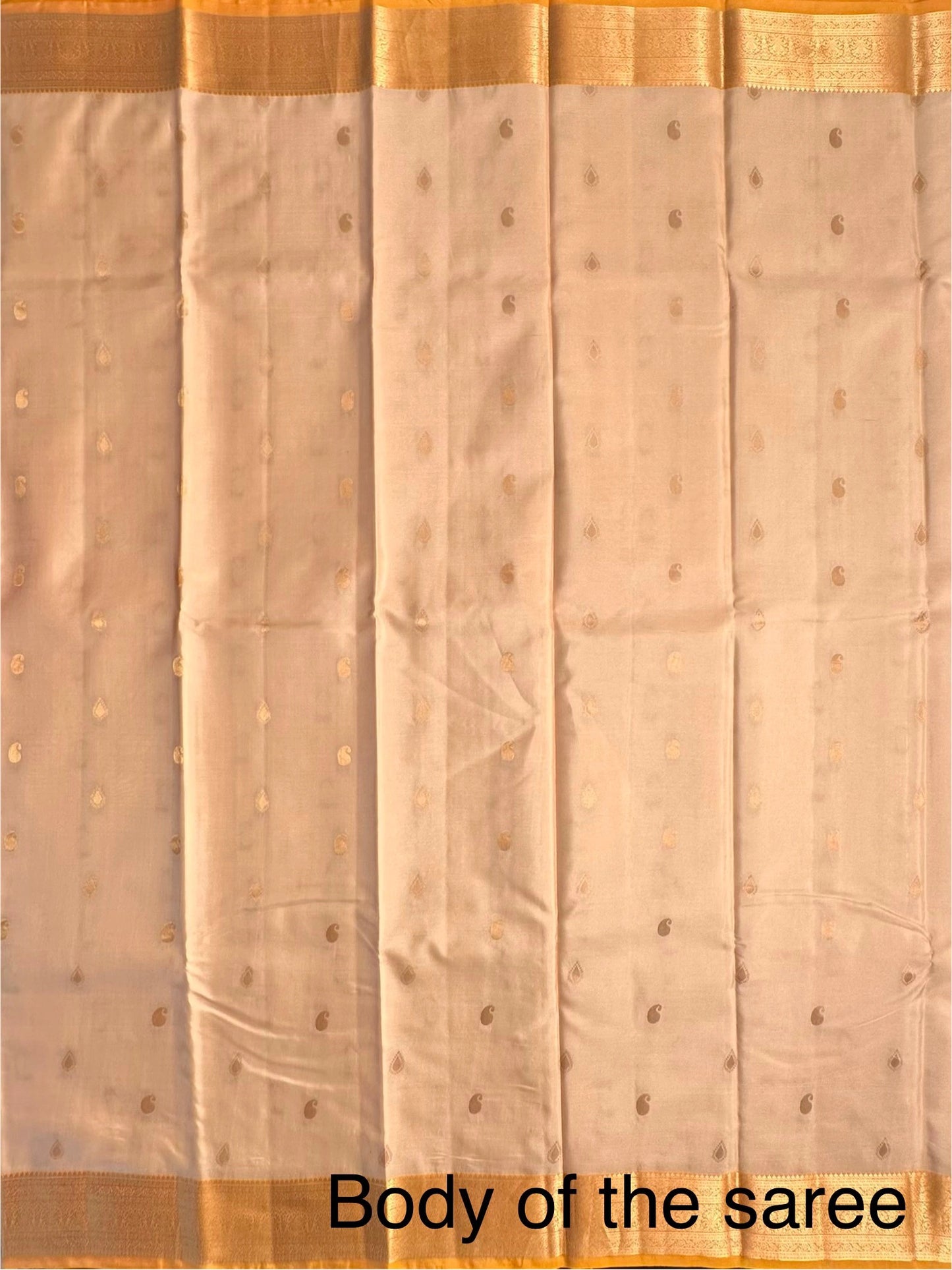 Cream-Yellow Pondicherry Pure Silk Saree