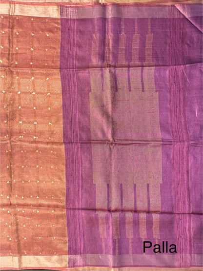Purple Emboss Pure Tissue Silk Saree