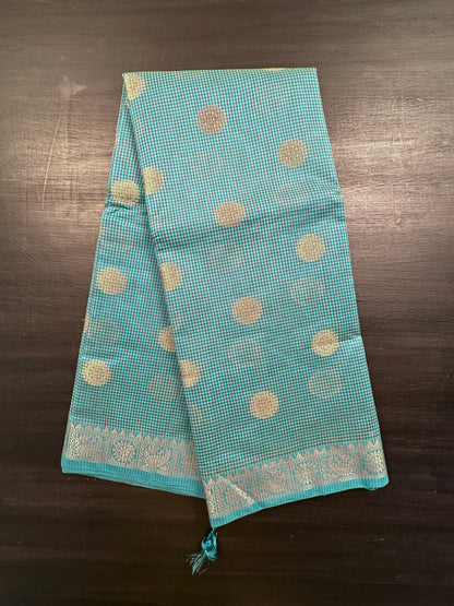 Blue Blended Cotton Saree