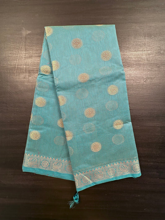 Blue Blended Cotton Saree