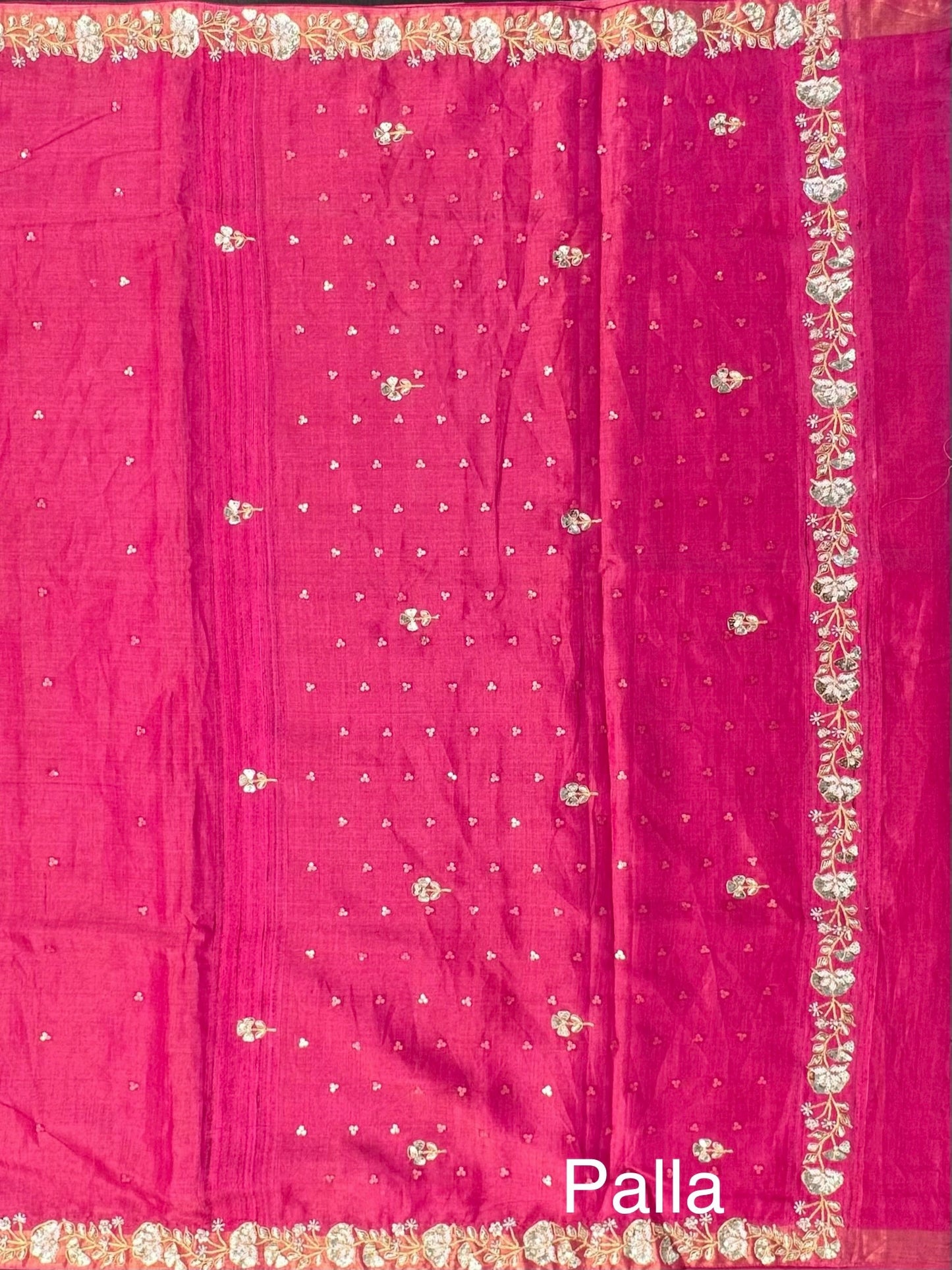 Rani Tussar-Tissue Silk Saree with Hand Work