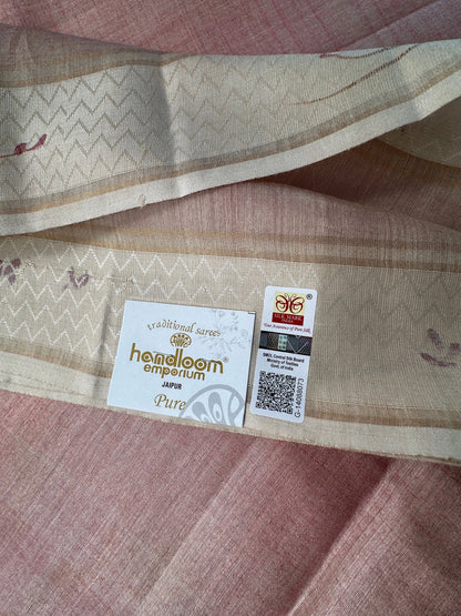 Dusky Pink Hand Print Saree