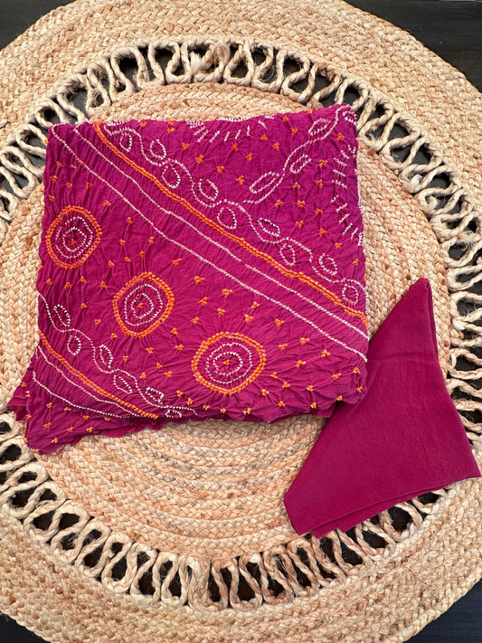 Dusky Pink Rai Bandhej Chinon Saree