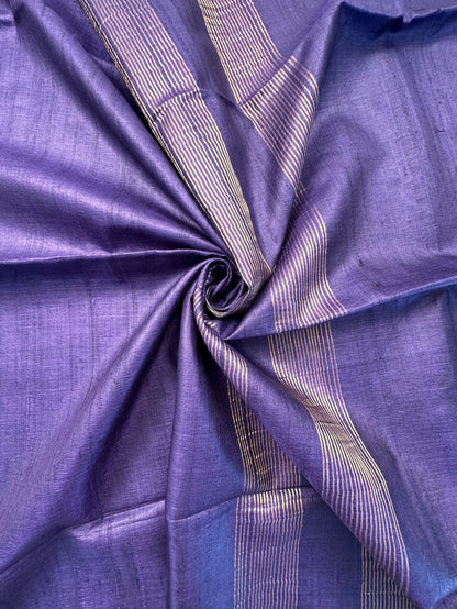 Purple Pure Tussar Silk Saree