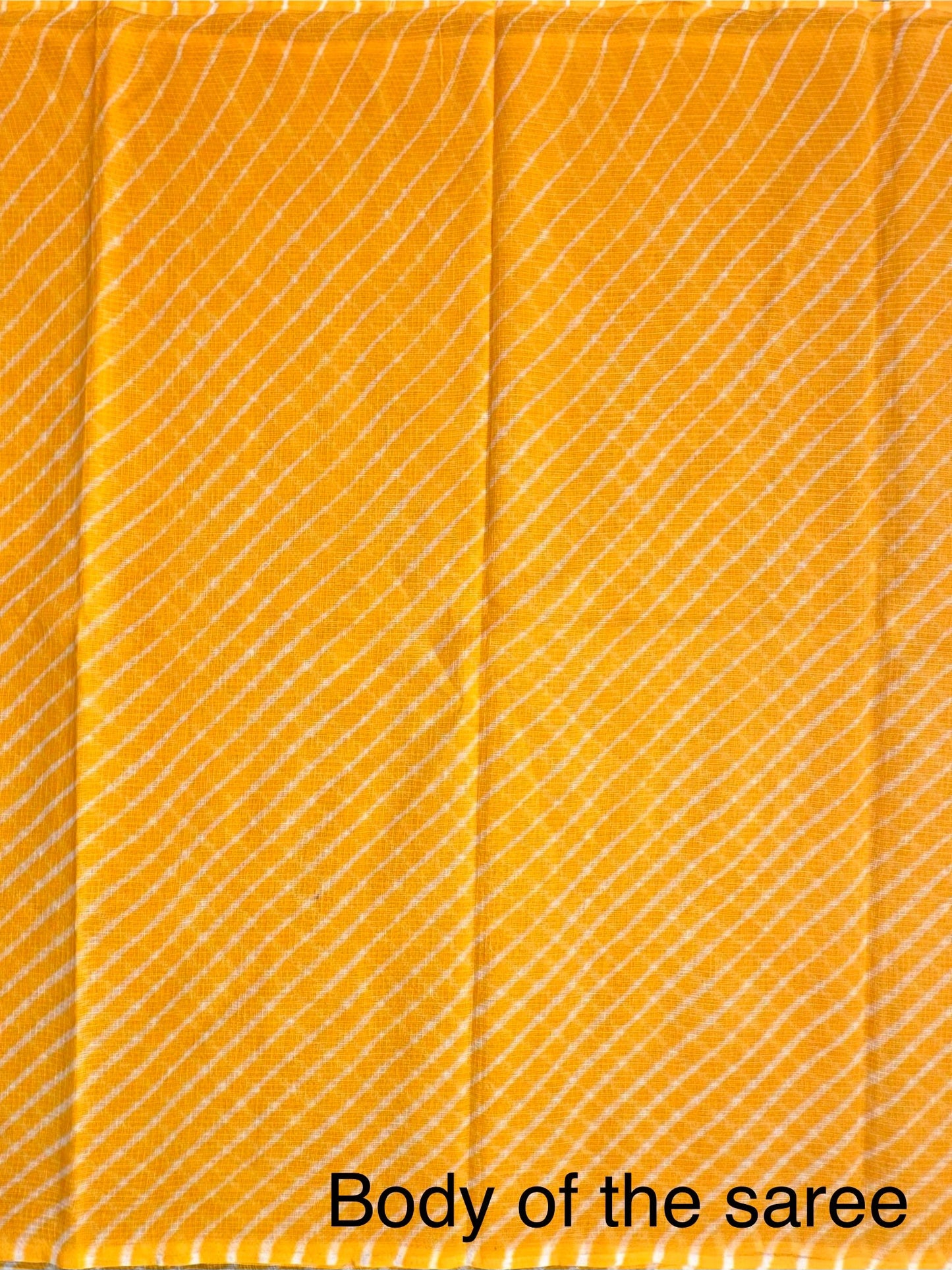Yellow Khat Leheriya Kota Doria Pure Cotton Saree