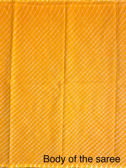 Yellow Khat Leheriya Kota Doria Pure Cotton Saree