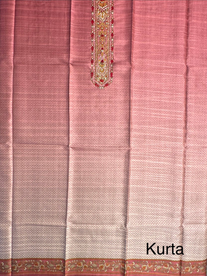Dusky Pink Fancy Cotton 3-Piece Suit