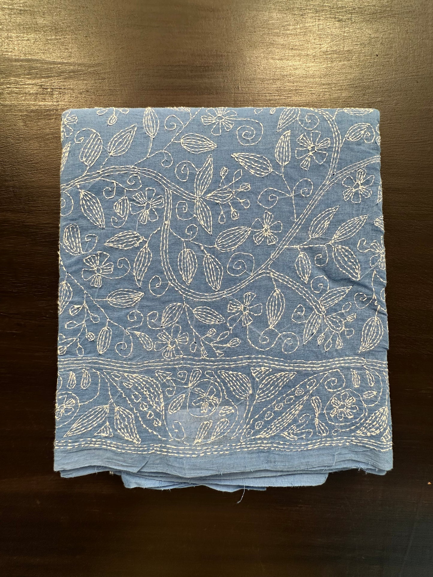 Cotton Saree With Kaantha  Embroidery