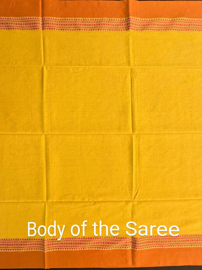 Yellow -Mustard Tripura Cotton Saree