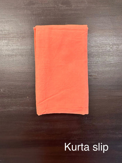 Peach 4-Piece Kota Doria Cotton Unstitched Suit