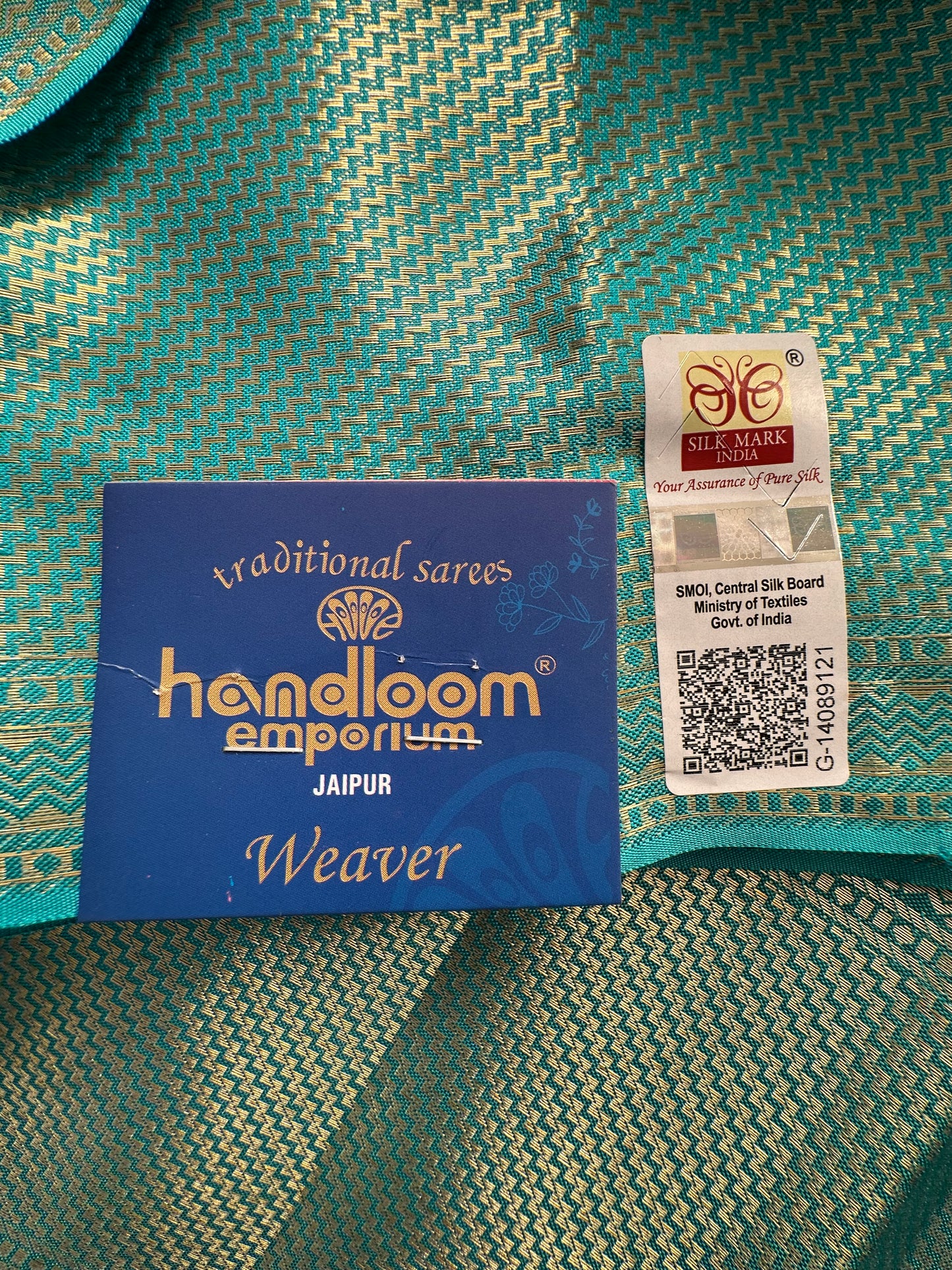 Pink-Firozi  Handloom Kanjivaram Jamawar Pure Silk Saree