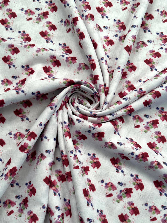 Floral Digital Print Fancy Cotton Linen Fabric