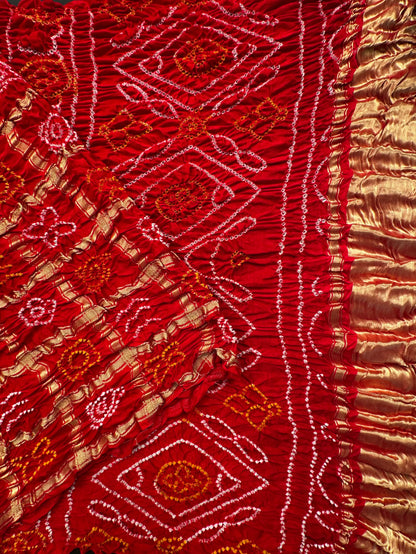 Red Gharchola Bandhej Gajji Silk Saree