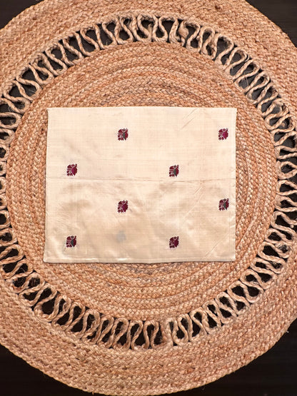 Cream Pure Silk Saree Bag With Pouch