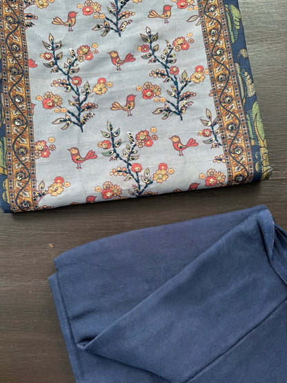 Navy Blue Fancy Cotton 3-Piece Suit