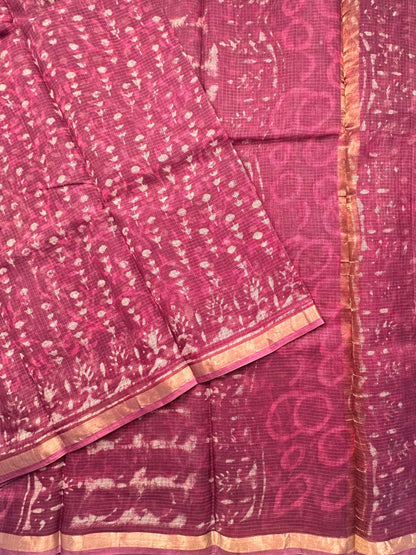Purple Kota Doria Cotton-Silk Saree