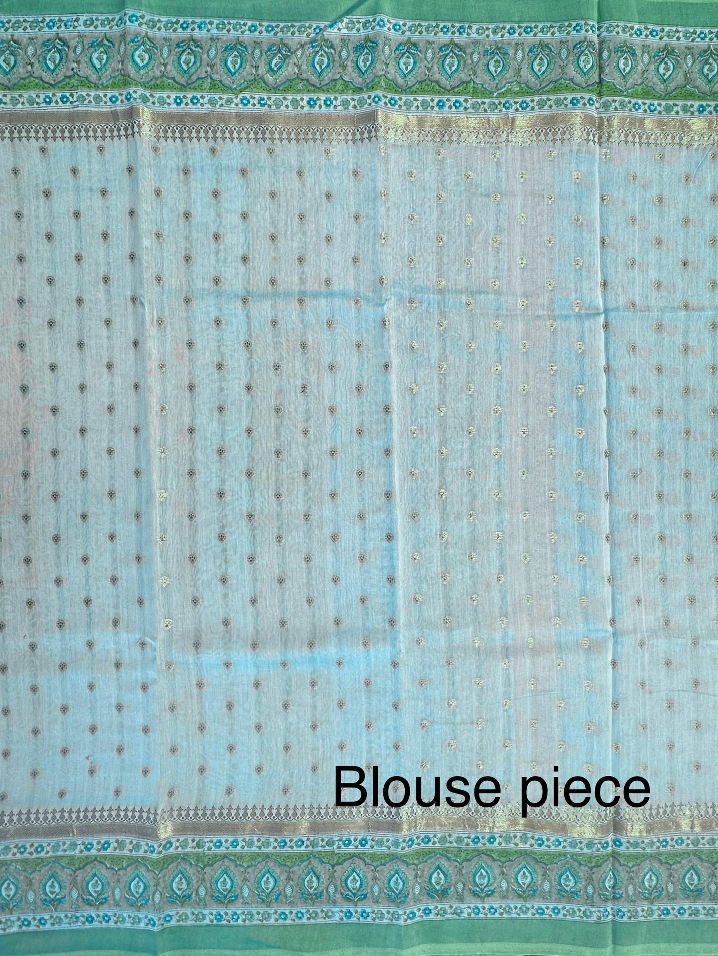 Blue Chanderi Saree with Hand Block Print