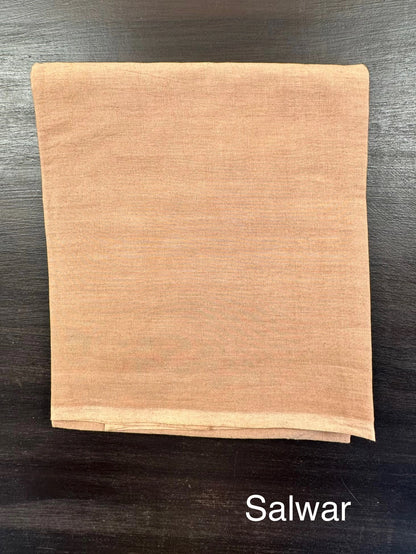 Beige Jute Cotton 3-Piece Unstitched Suit