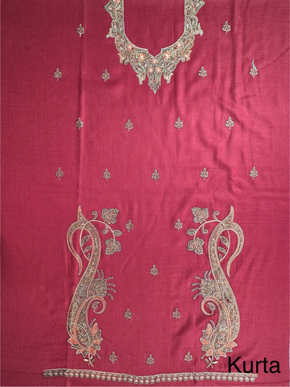 Maroon Woolen 3-Piece Suit