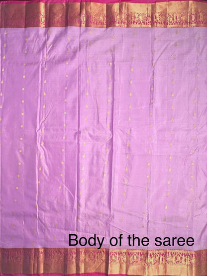 Purple Pondicherry Pure Silk Saree