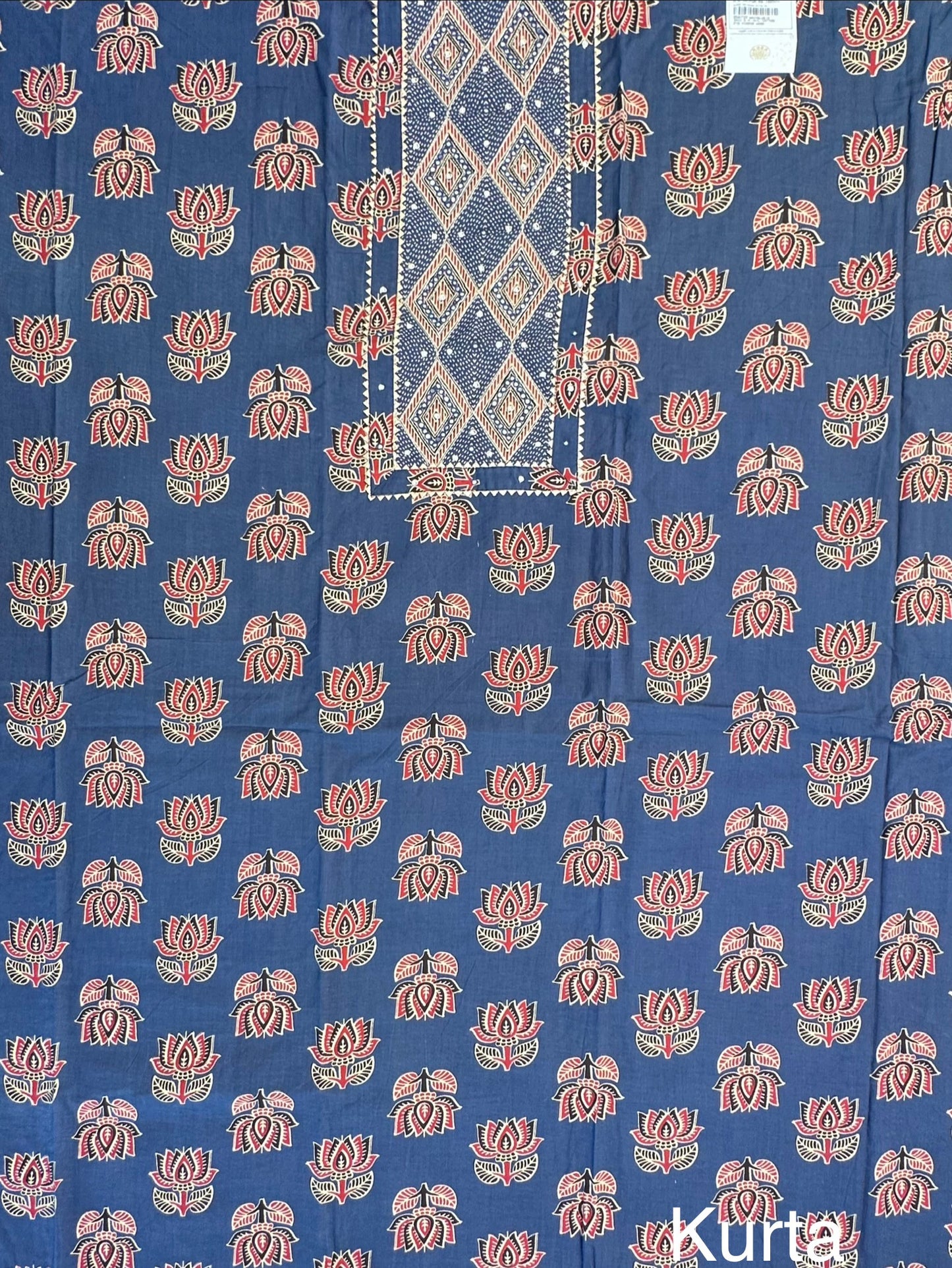 Navy Blue Printed Pure Cotton Suit