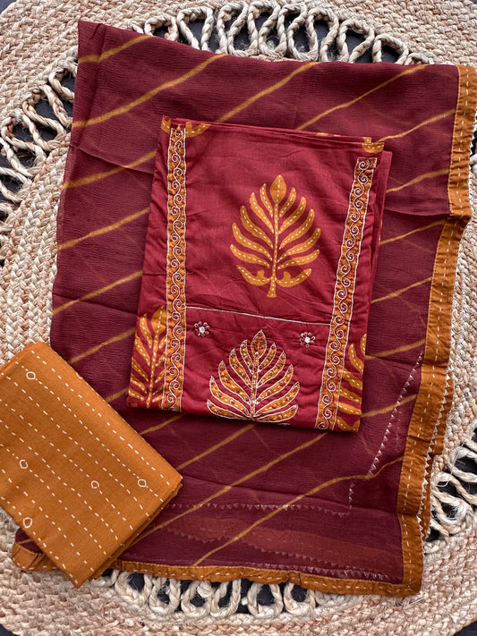 Rust Printed Rati Pure Cotton Suit