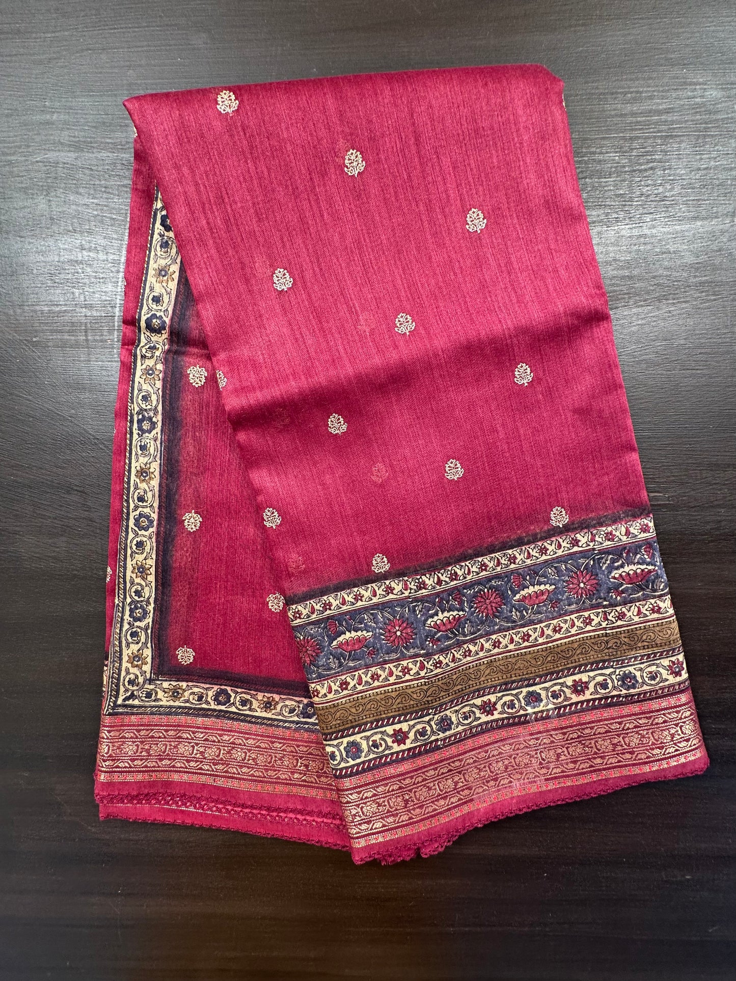 Maroon Muga Silk Saree