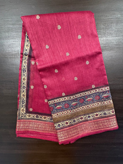 Maroon Muga Silk Saree