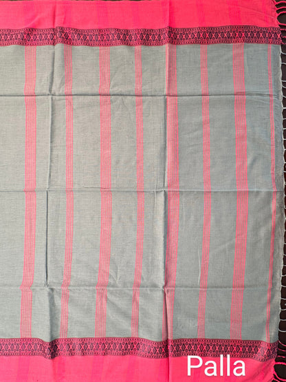 Jade Ivy-Pink Tripura Cotton Saree
