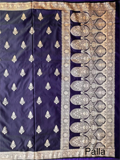 Navy Blue Banarasi Artificial Silk Saree