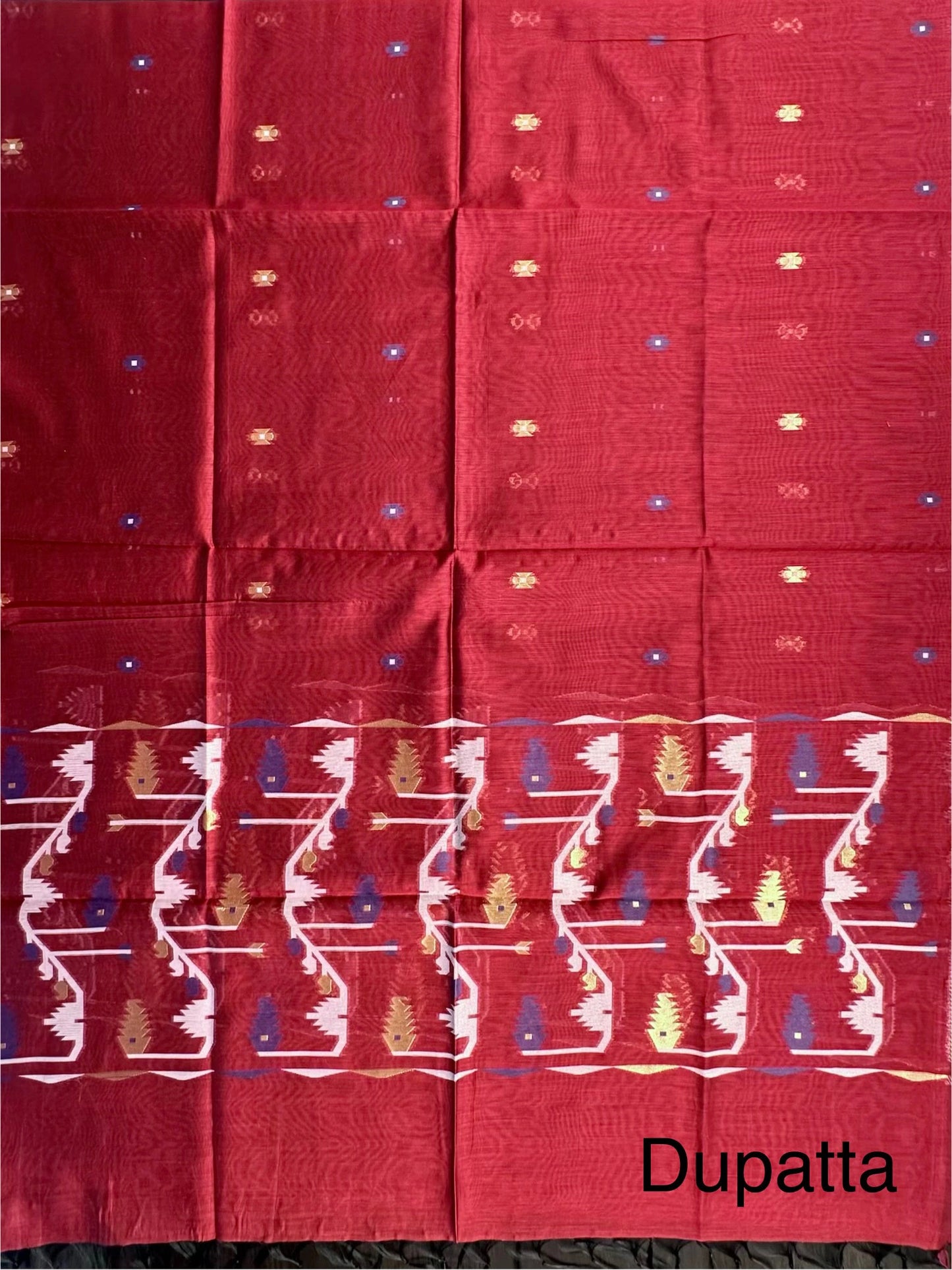 Off White-Maroon Jacquard Unstitched Cotton Suit