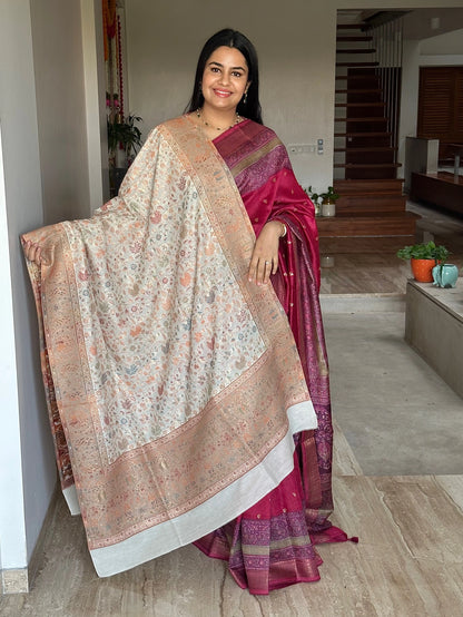 Cream-Beige Woolen Shawl