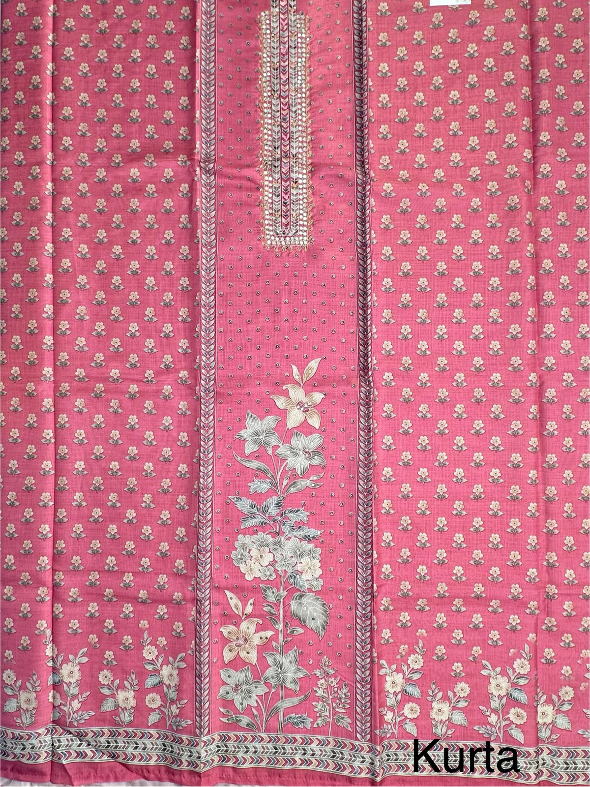 Pink Blended Cotton 3-Piece Suit