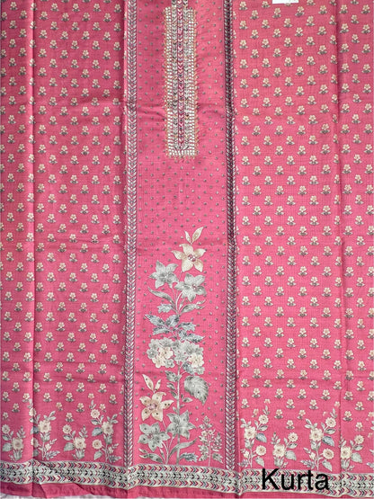 Pink Blended Cotton 3-Piece Suit