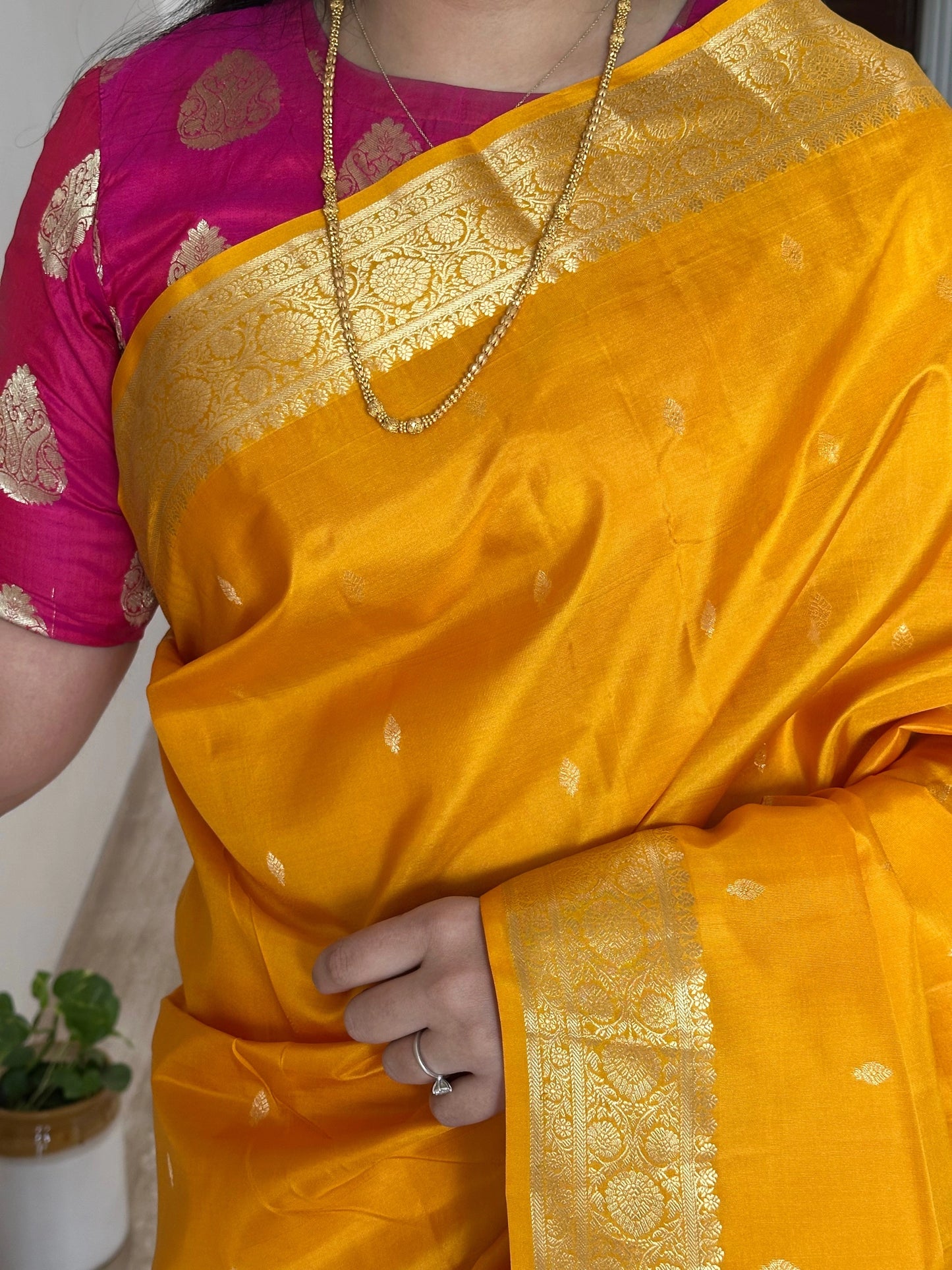 Yellow Handloom Pure Soft Silk Saree