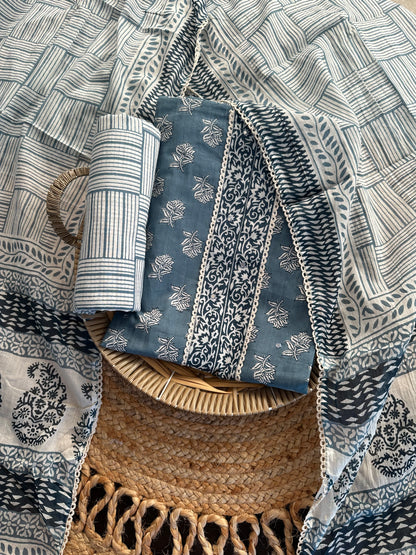 Jaipuri Necktie Cotton 3-Piece Suit