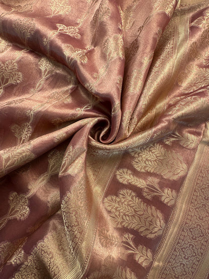 Dusky Pink Tissue Silk Saree