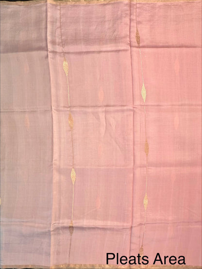 Dusky Pink-Grey-Sage Green Vedika Banarasi Pure Silk Saree