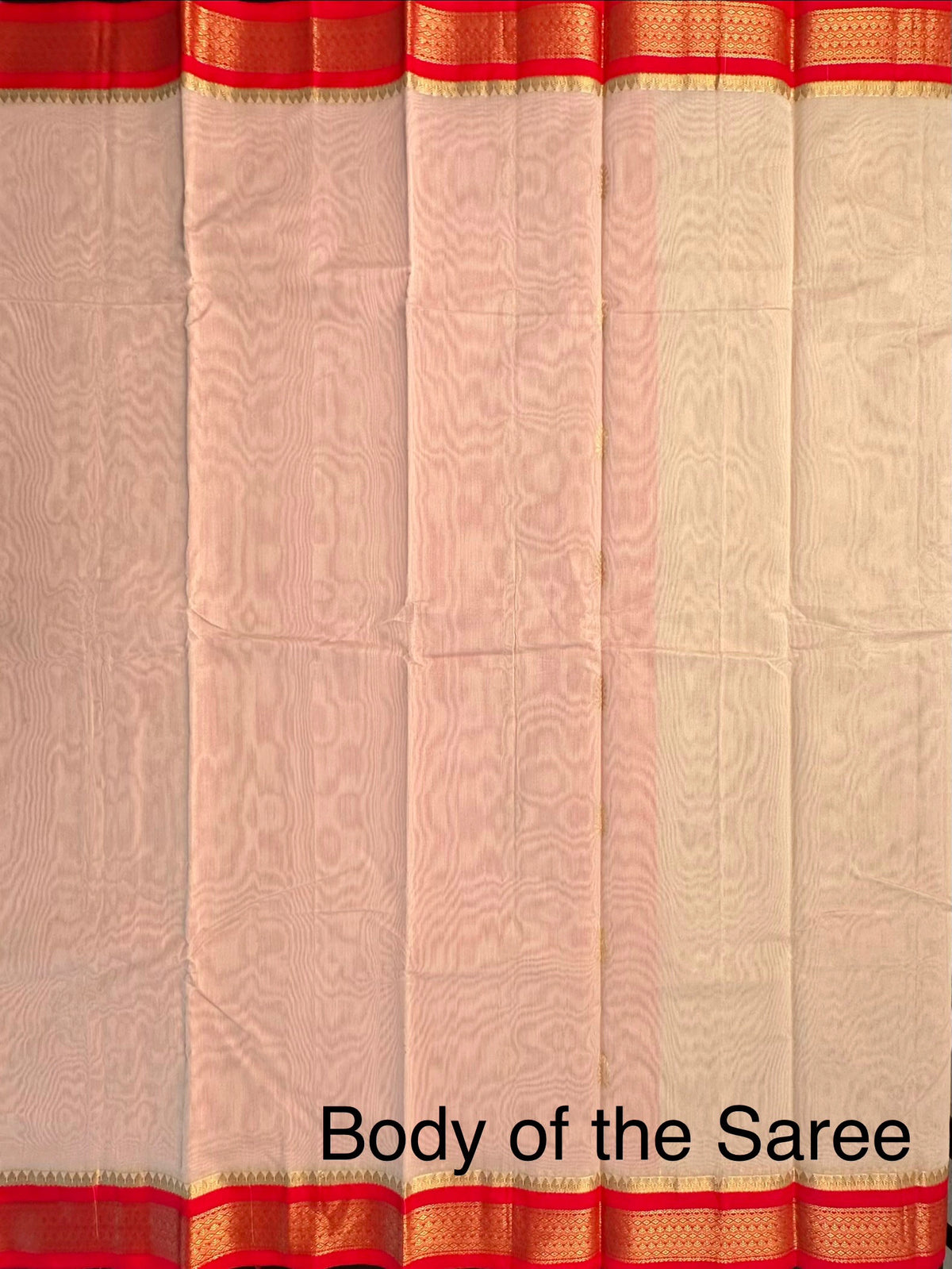 Beige-Red Pure Cotton Saree