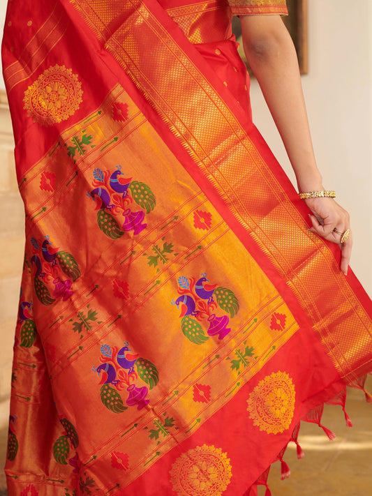 Red Paithini Silk Saree
