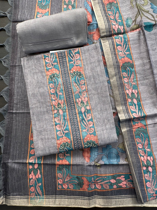 Grey Fancy Cotton 3-Piece Suit