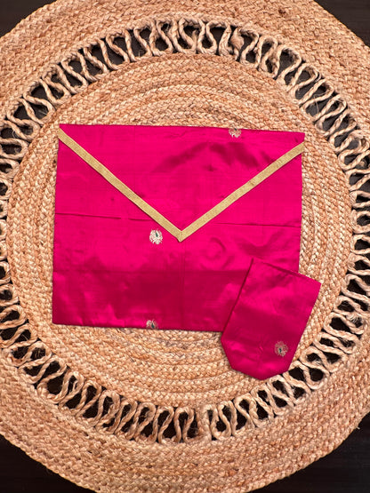Magenta Pure Silk Saree Bag With Pouch