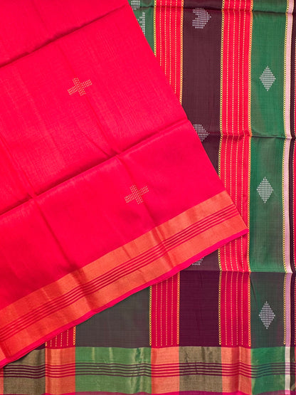 Red-Multi Colour Assam Resham Weave Pure Silk Saree