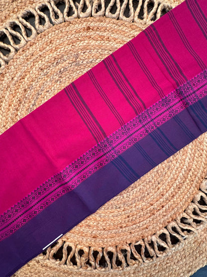 Magenta-Purple Piku Bengal Cotton Saree