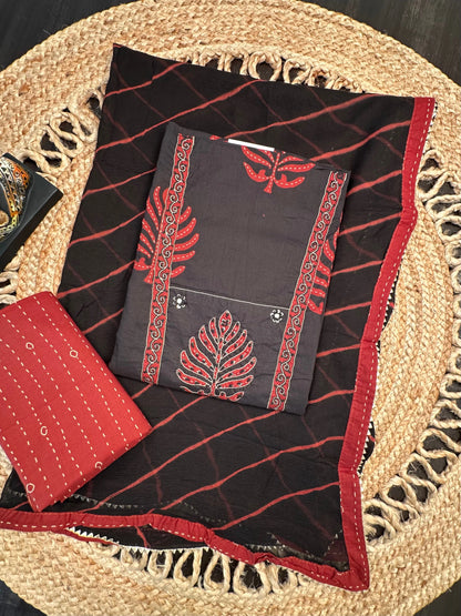 Black Printed Rati Pure Cotton Suit