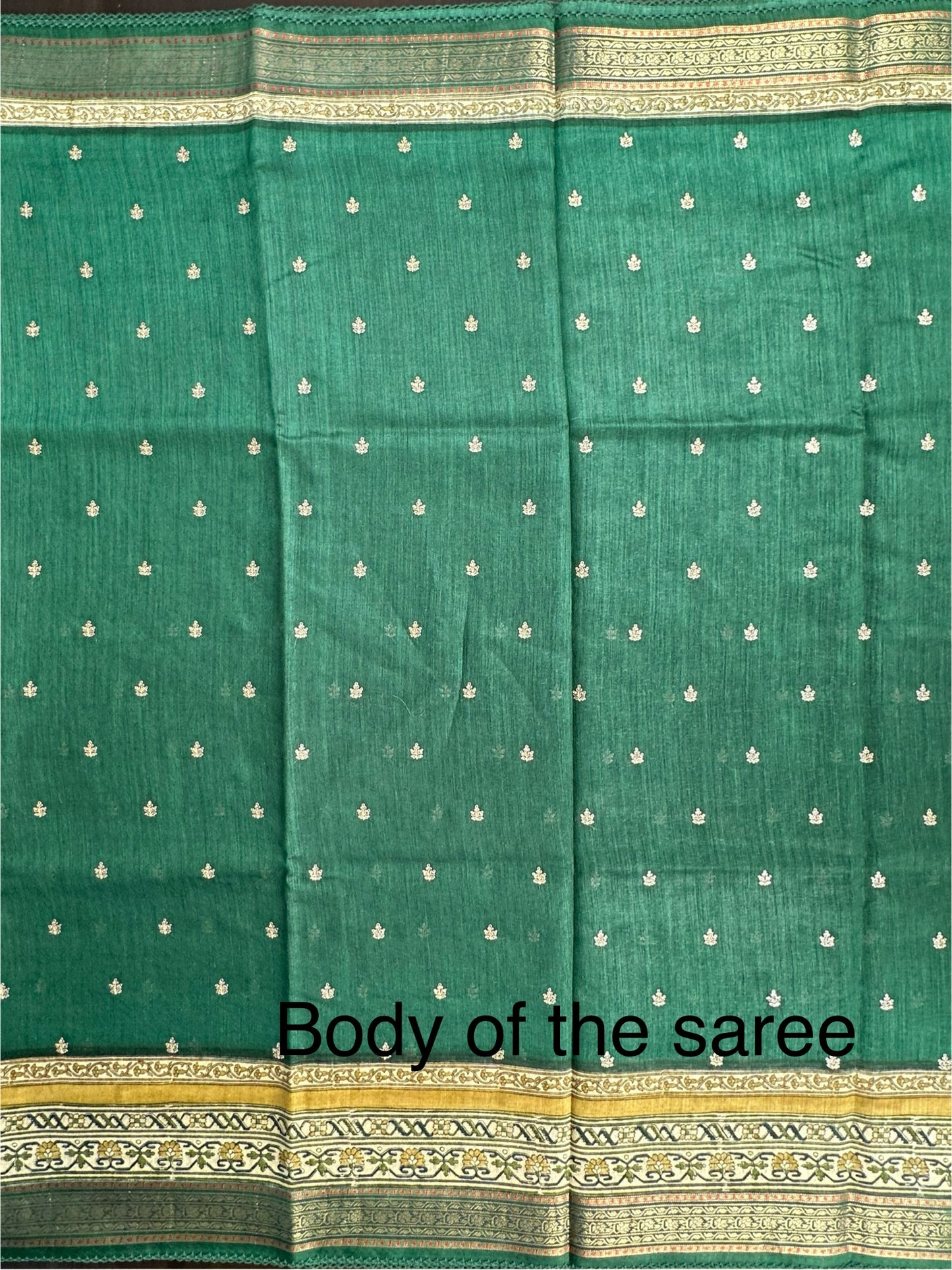 Bottle Green Muga Silk Saree