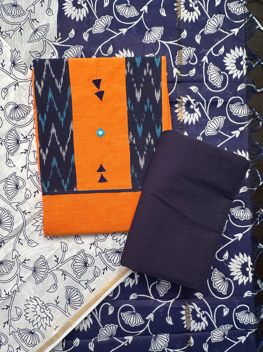 Orange-Blue South Cotton 3-Piece Suit