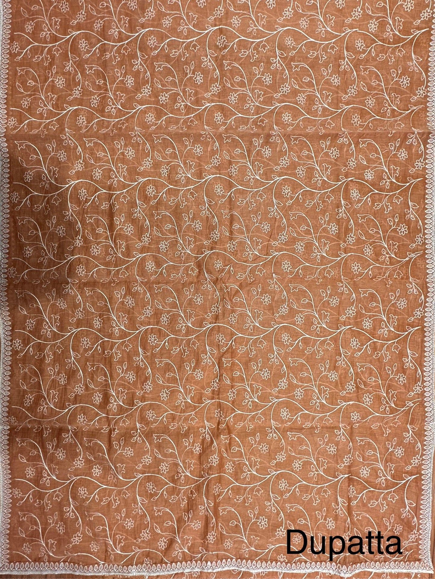 Peach Embroidery Chanderi Suit