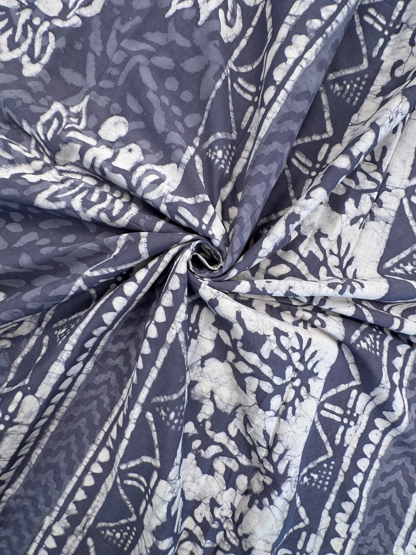 Bluish Grey Hand Block Print Pure Cotton Saree